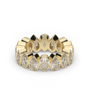 4.5 Carat Yellow Gold Pear Shape Diamond Alternating Eternity Ring/Band With Bezel Setting.
